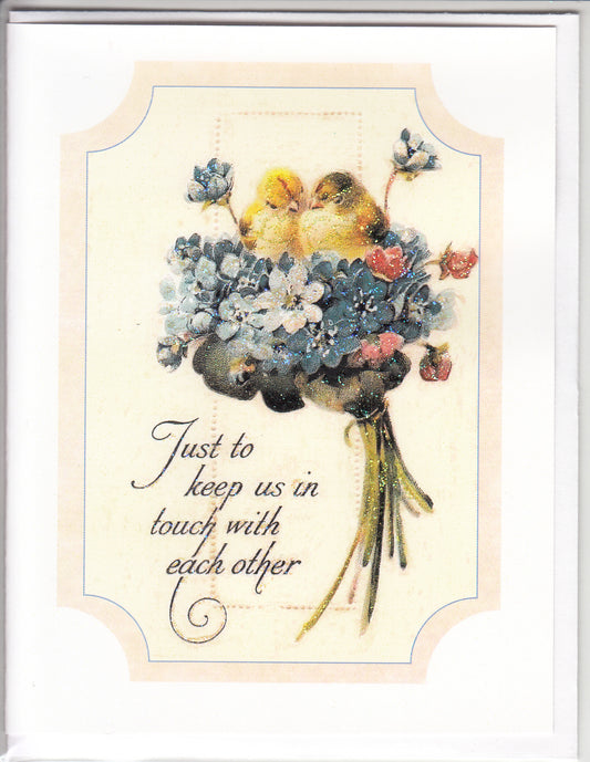 Just to Keep Us in Touch ~ Bird Bouquet Glitter Card