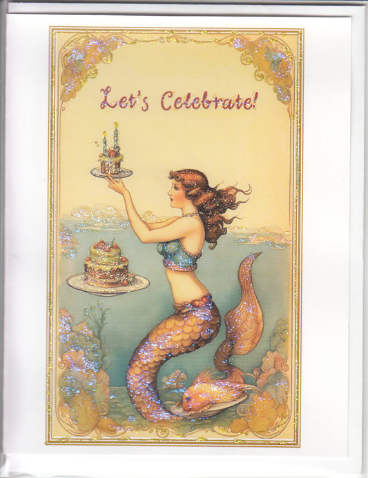 Let's Celebrate! Mermaid with Cake Occasion Card
