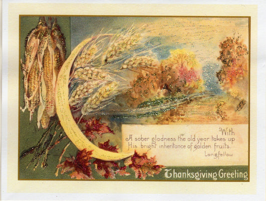 Longfellow's Thanksgiving Greeting ~ Glitter Card