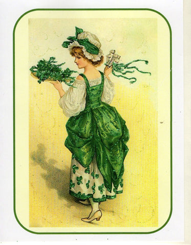 Lovely Lass & Shamrocks ~ St. Patrick's Day Glitter Card