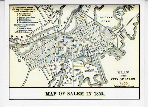 Map of Salem in 1850 Note Card 5x7