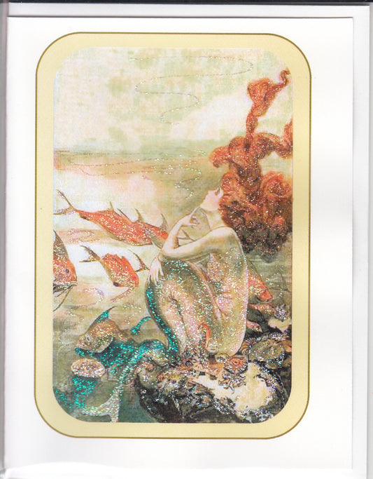 Dreaming of Above Mermaid Glitter Note Card