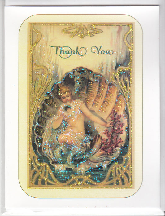 Mermaid THANK YOU Glitter Card