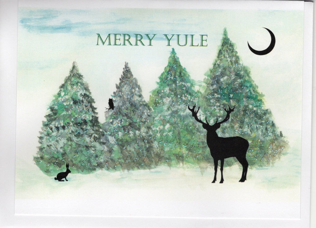 MERRY YULE Forest Life Glitter Card