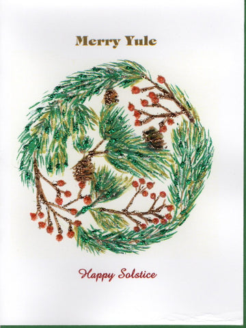 Merry Yule Happy Solstice Nature Ball Glitter Card