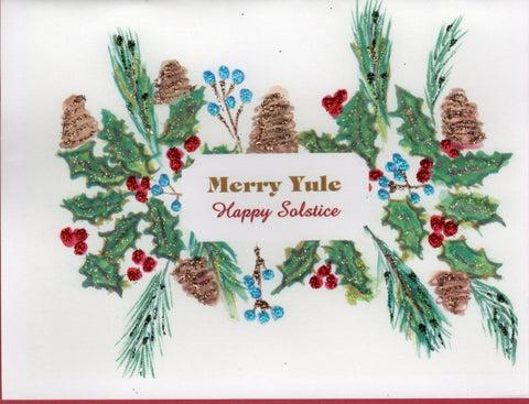 Merry Yule, Happy Solstice Glitter Card