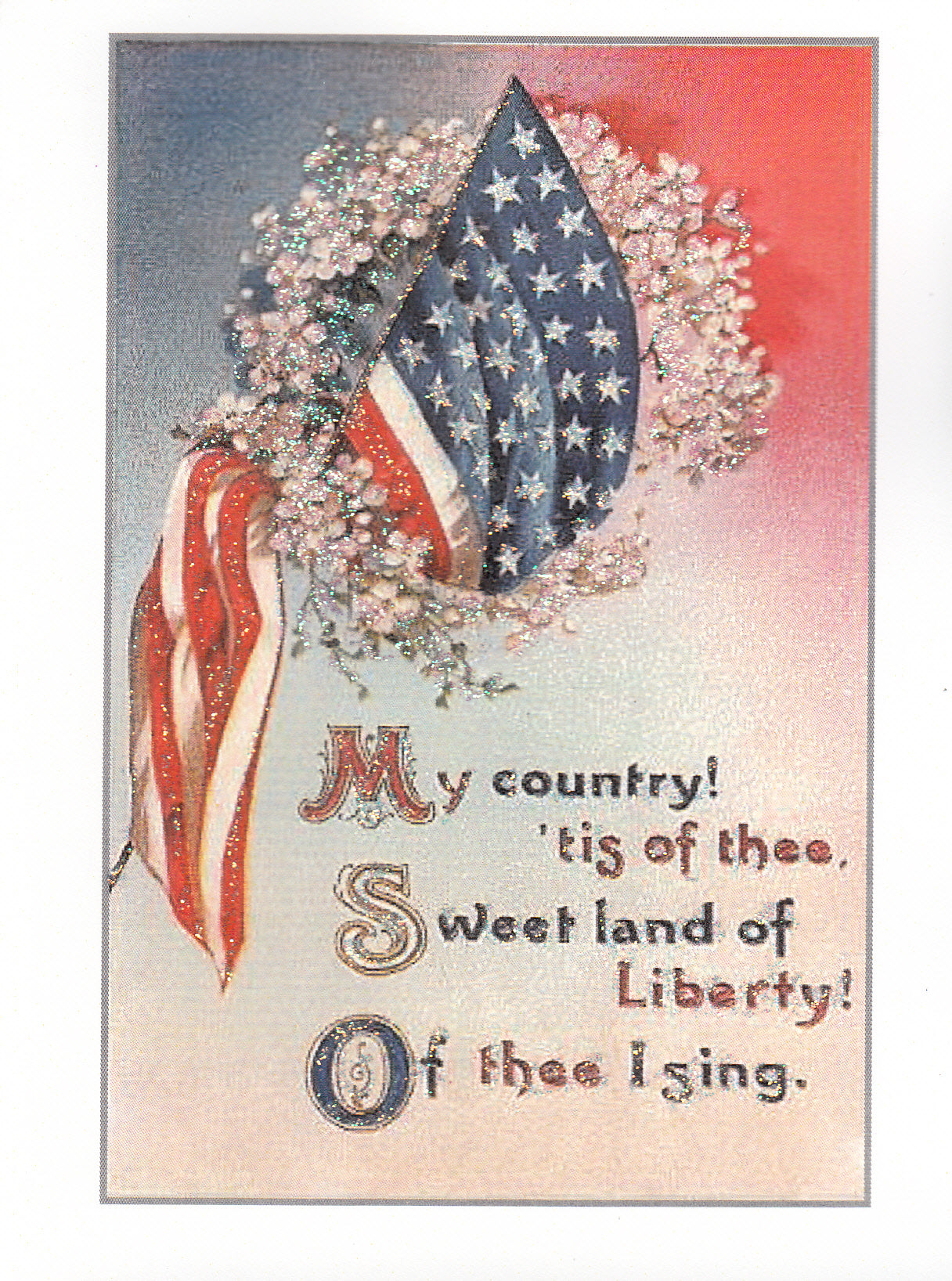 My Country Tis of Thee ~ Patriotic 4th of July Glitter Card