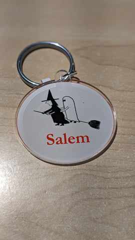 Witch City Keychain: Witch with Ghost on Broom