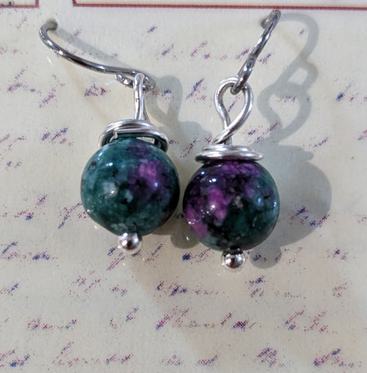 Natural Ruby in Zoisite Drop Earrings