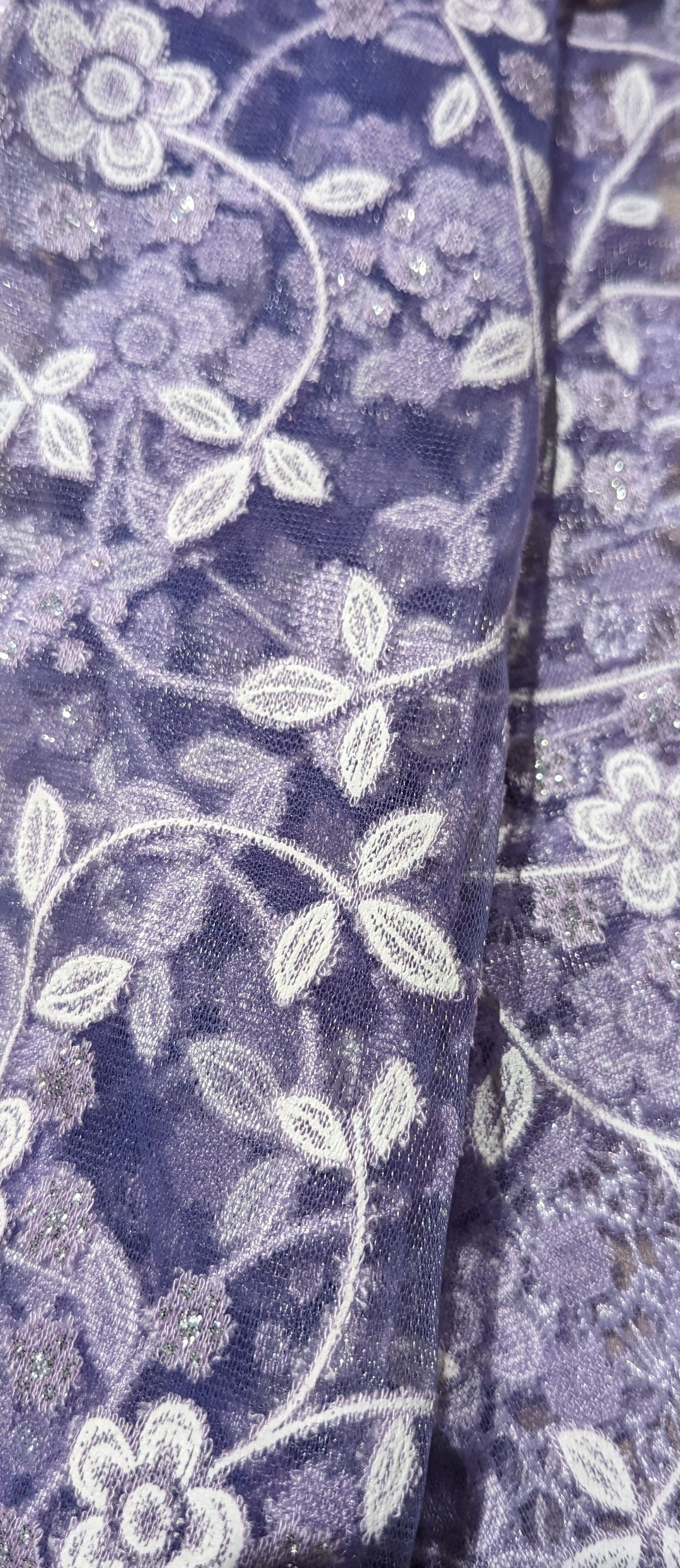 Lilac Floral Lace Tassel Scarf