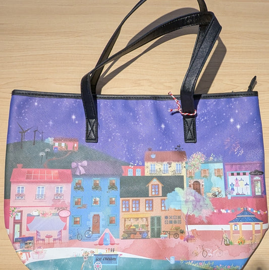 Village Viola Zip Tote Bag-Zipper/lined : 11.75x15.5"