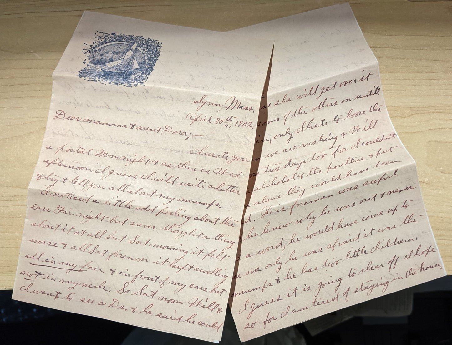 Dear Mamma & Aunt Dora...Julia's Letter ~ Reproduction of 1 Letter