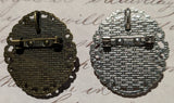 Rabbit Cameo Brooch with Bail Silver-plated brass : 25x18mm