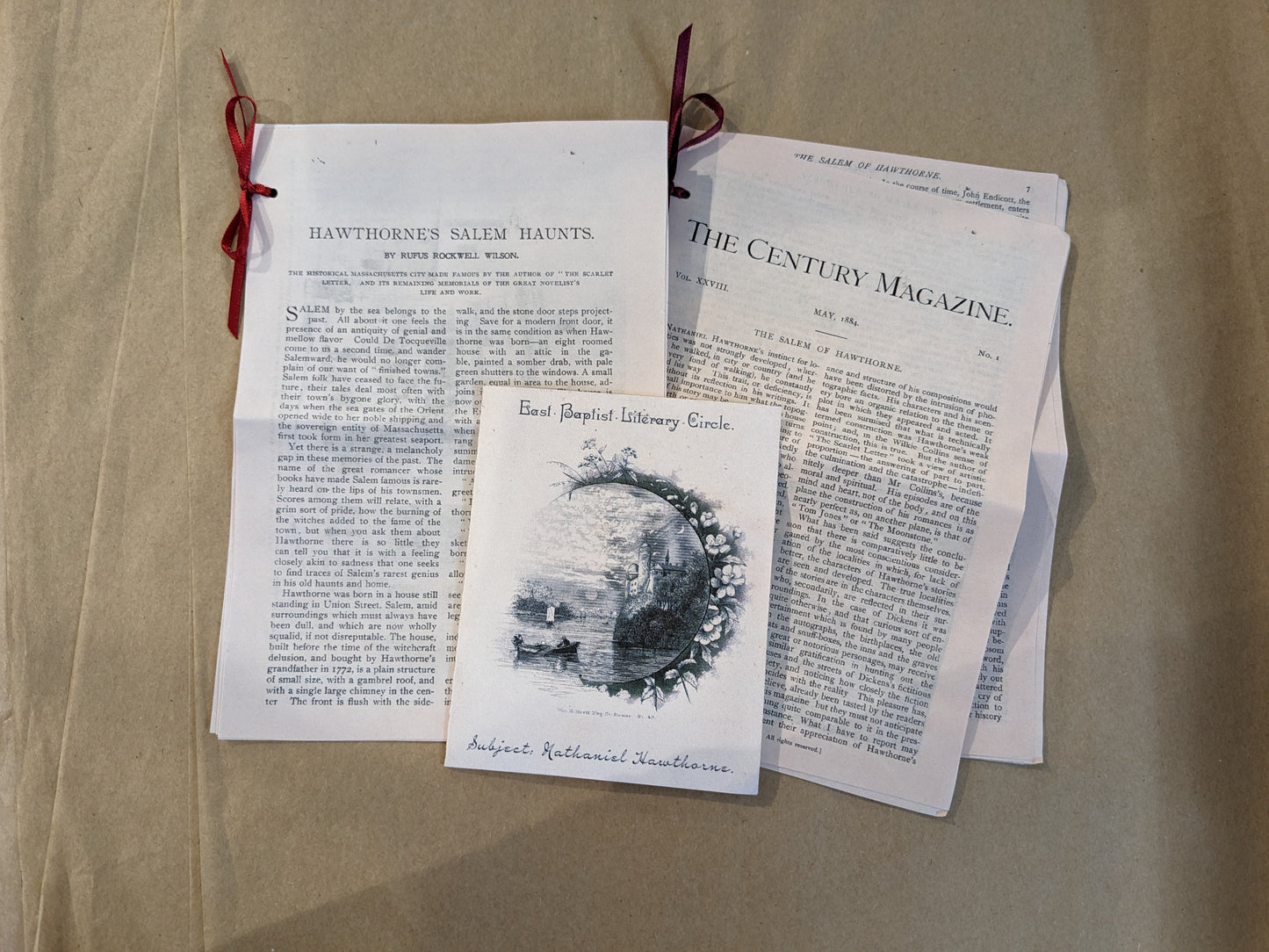 Hawthorne Magazine Article REPRODUCTION Set : 3 pieces