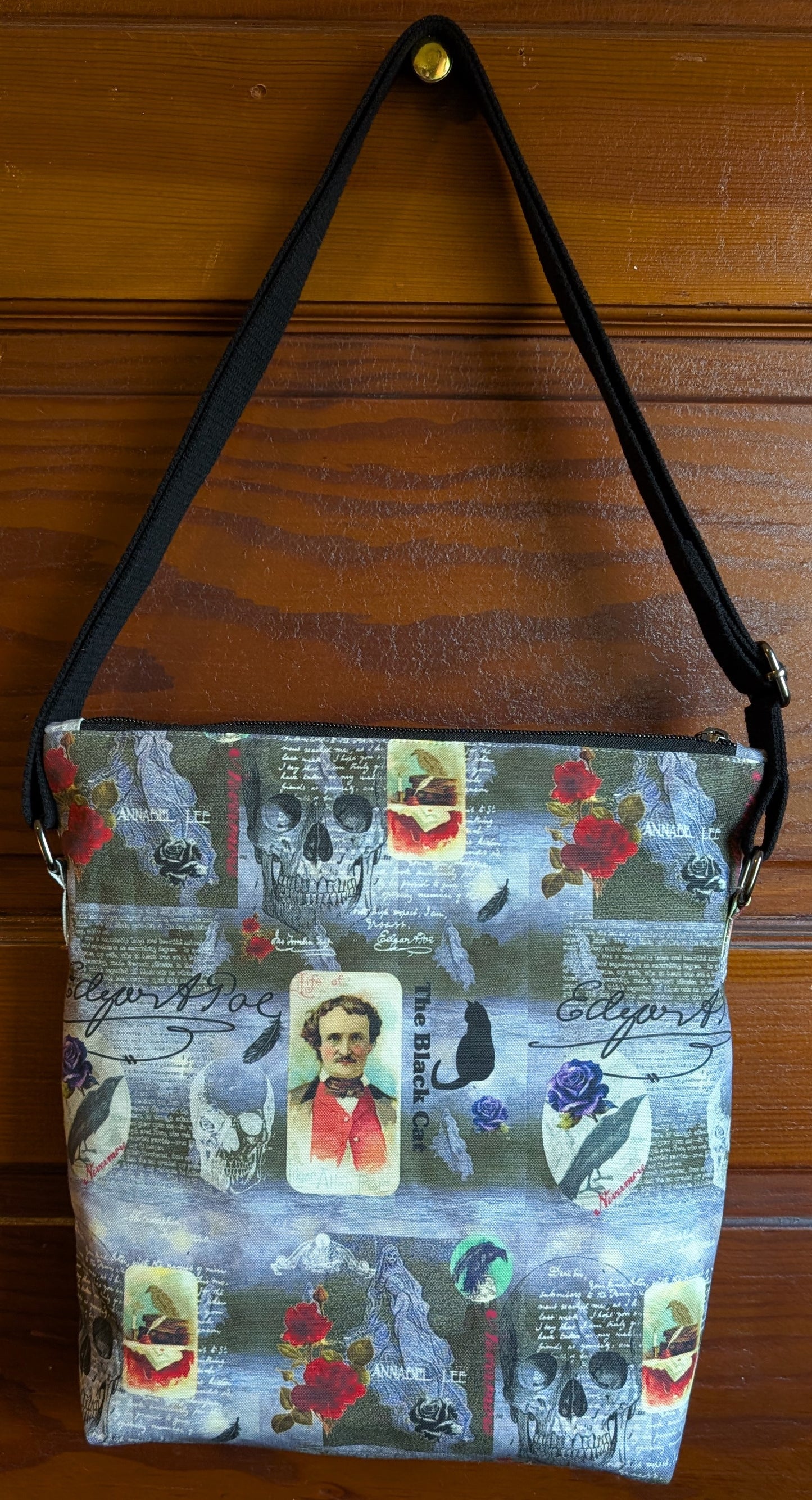 Edgar Allan Poe Among the Roses Crossbody Bag