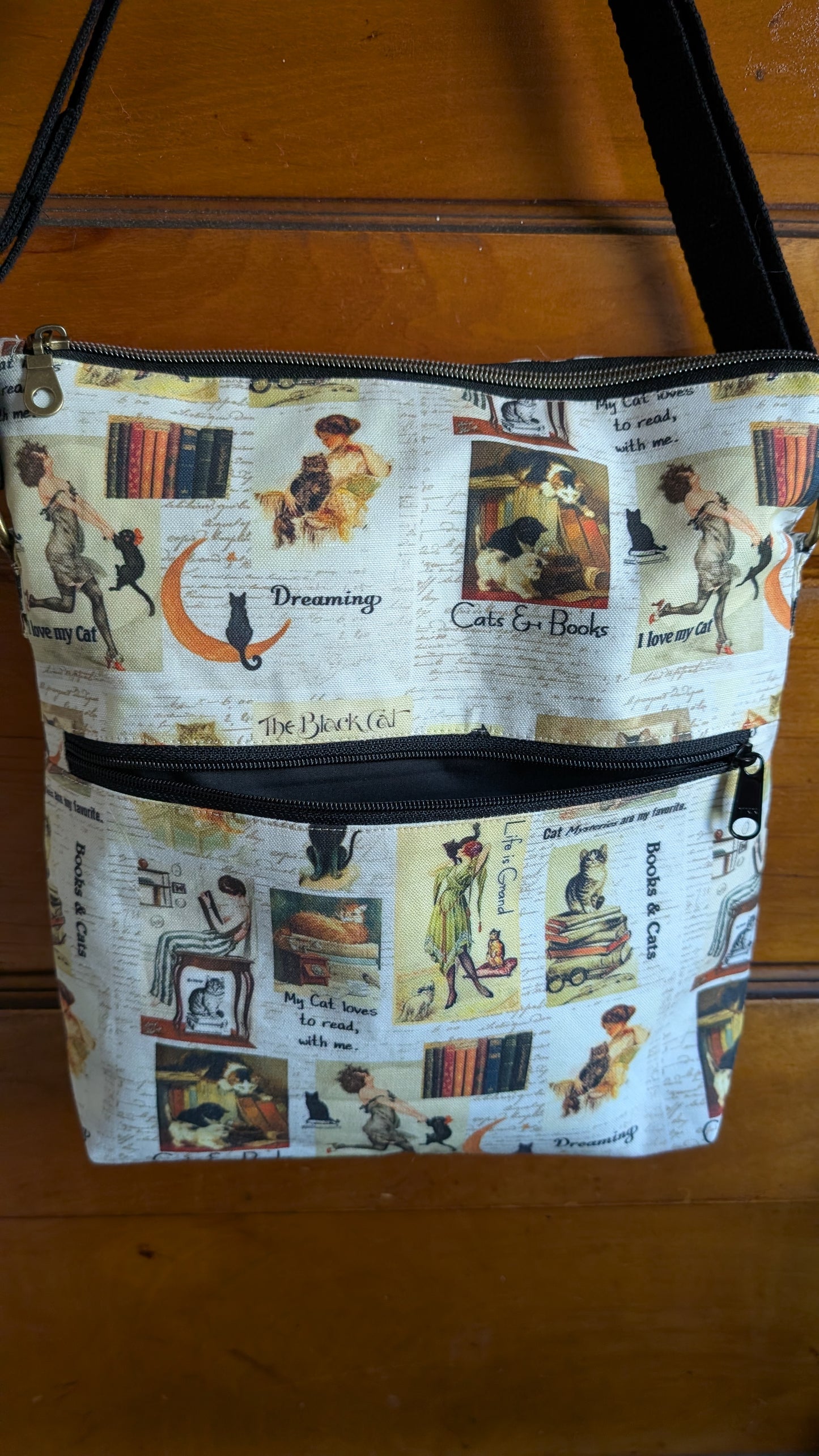 Booklovers & Lovable Cats Collage Crossbody Bag