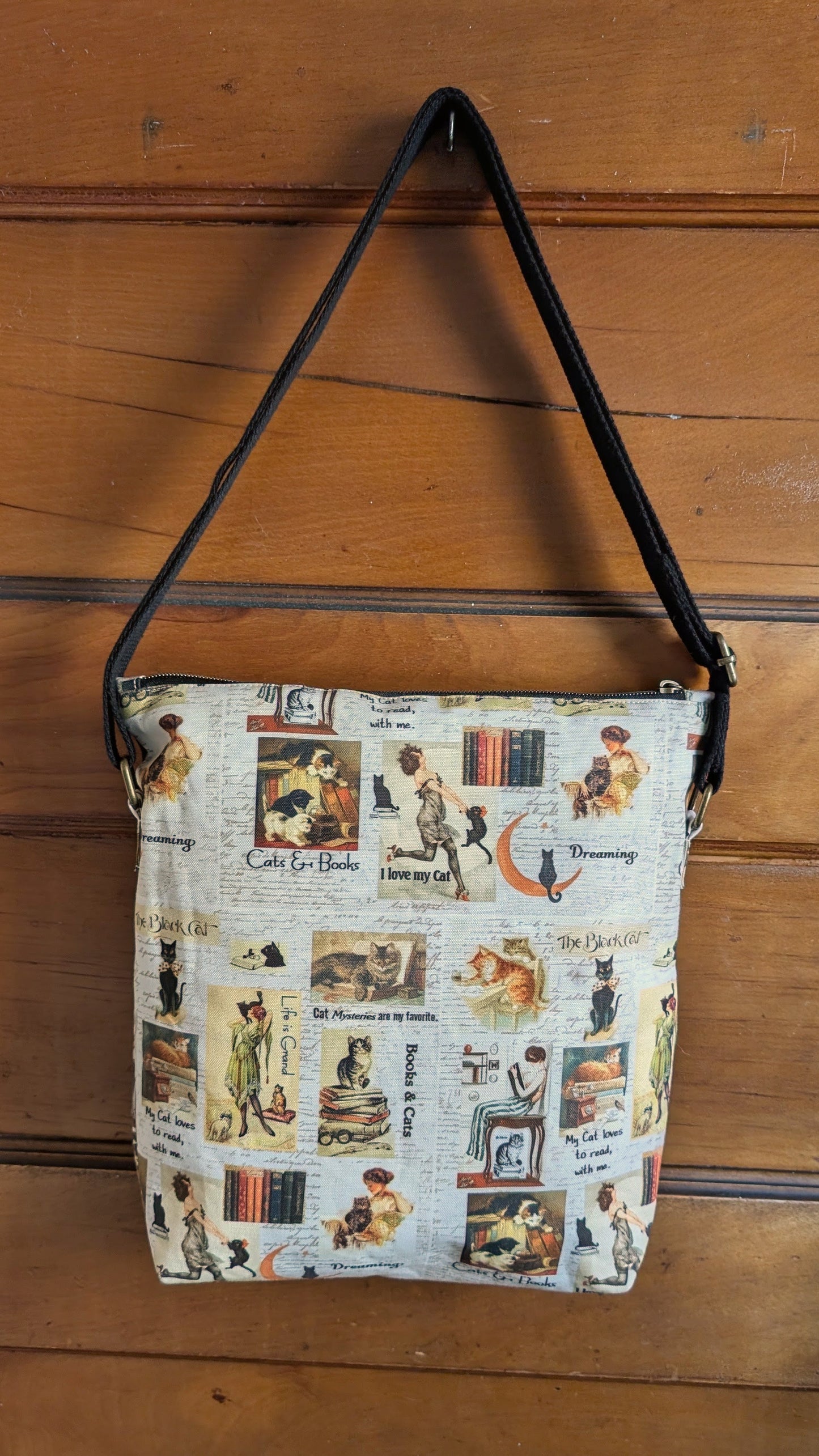 Booklovers & Lovable Cats Collage Crossbody Bag