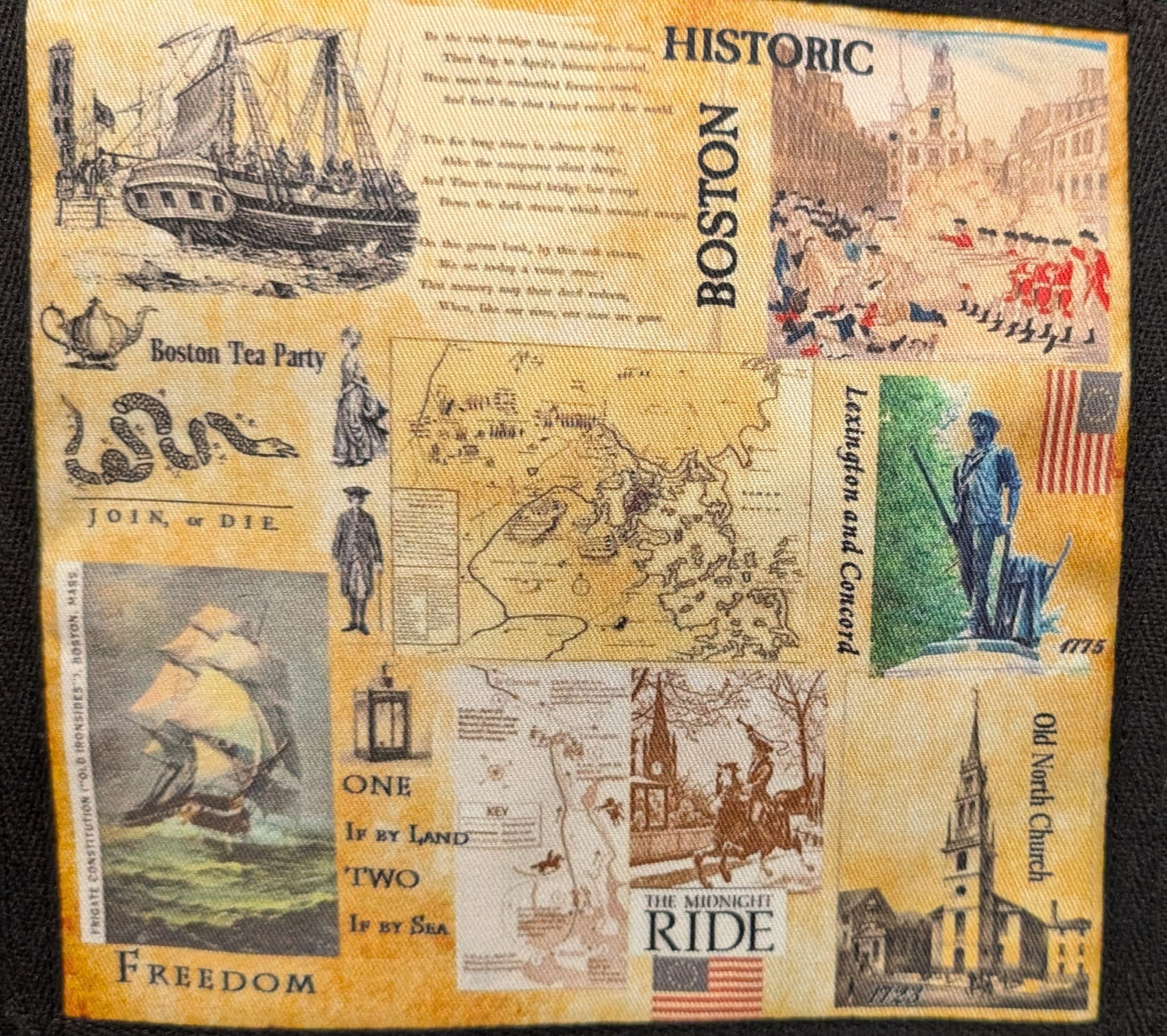 American Revolution Freedom Trail Collage Canvas Tote Bag