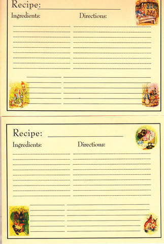 Recipe Cards Pack ~ Peter Rabbit -16 cards 4.25 x 5"