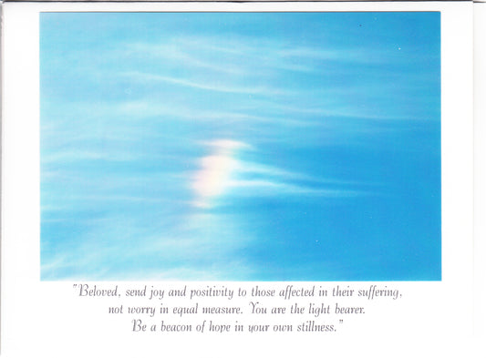 "Be a beacon of hope in your own stillness" Rainbow Cloud Channeled Angel Message Card