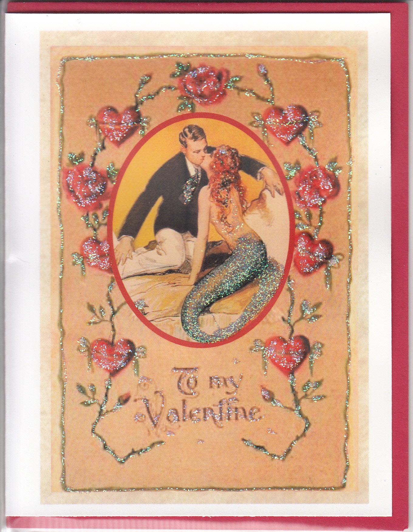 To My Valentine ~ Tristan and the Mermaid Glitter Card