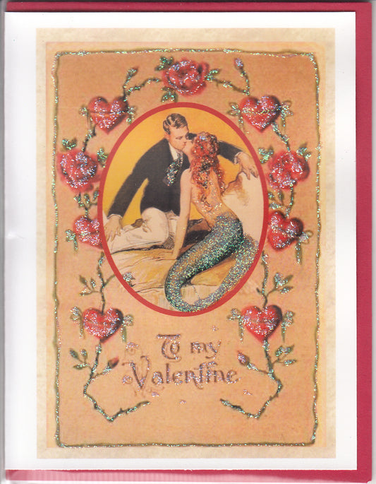 To My Valentine ~ Tristan and the Mermaid Glitter Card