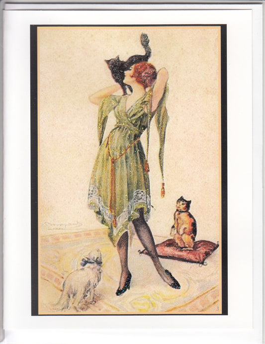 Trois Chats Chic Glitter Card