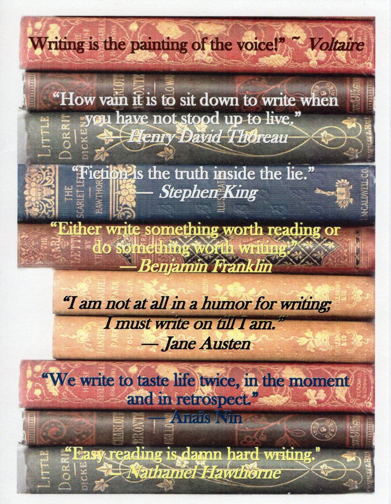 Writers on Writing Note Card A-Austen, Hawthorne