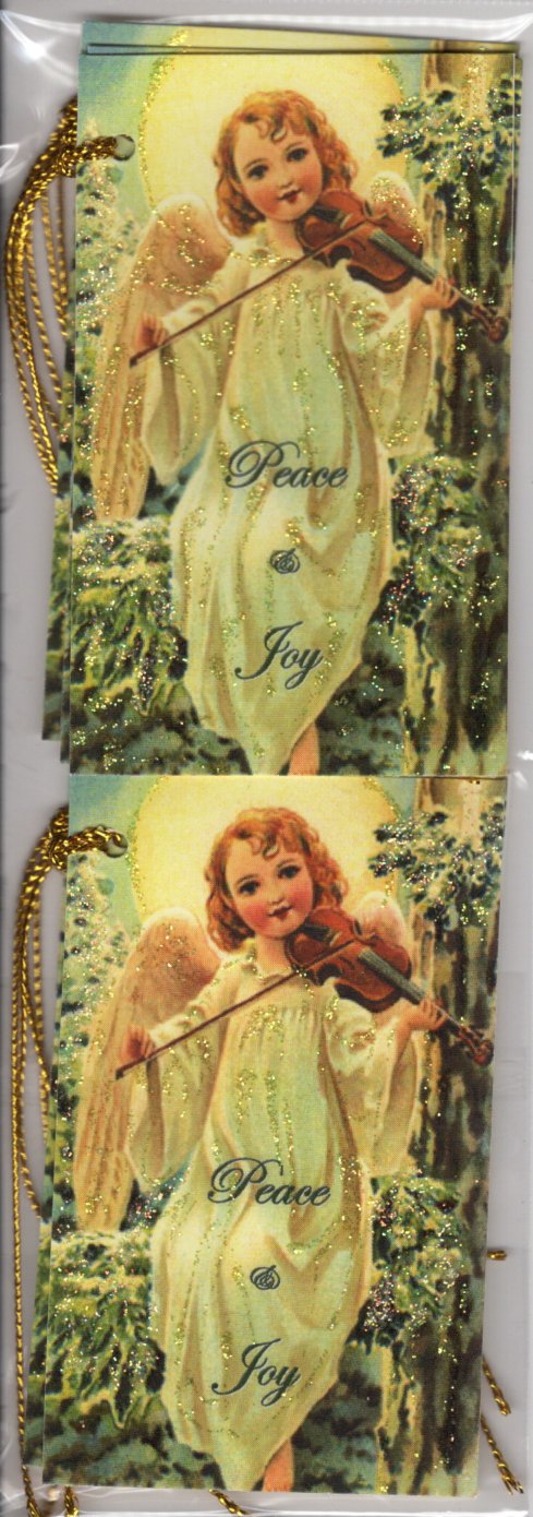 Peace & Joy Angel Tags-6pk : glittered
