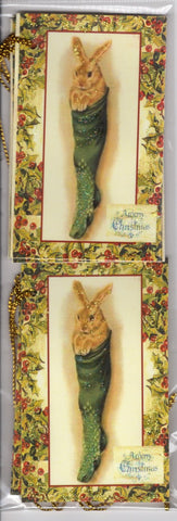 Bunny in Stocking Tags-6pk : glittered