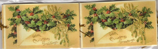 Christmas Greetings Holly Tags-6 pk : glittered