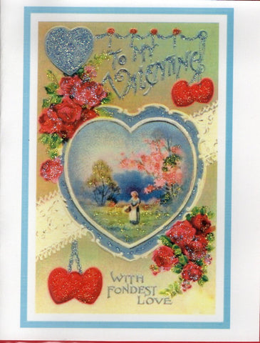 To My Valentine with Fondest Love Glitter Card