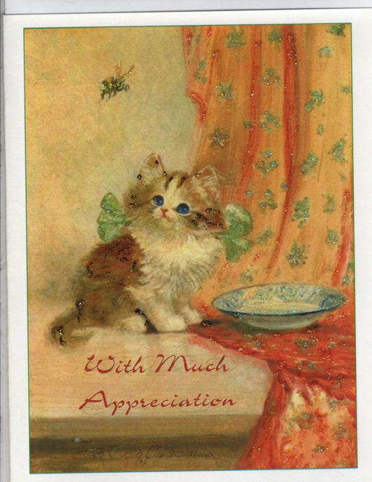 With Much Appreciation ~ Kitten Glitter Card