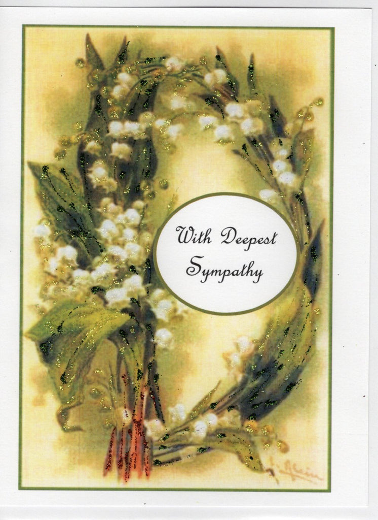 With Sympathy Lilies of Valley Glitter Card