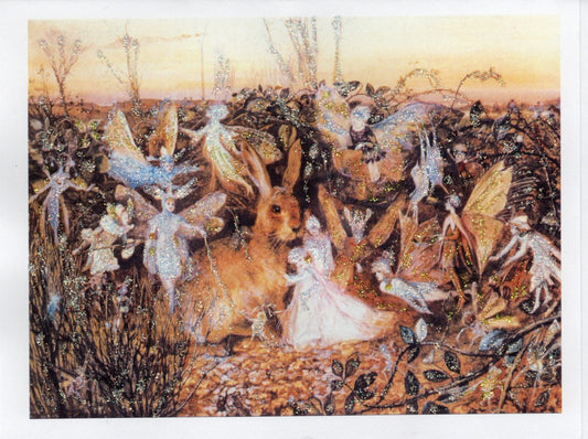 Rabbit Among the Fairies Glitter Card