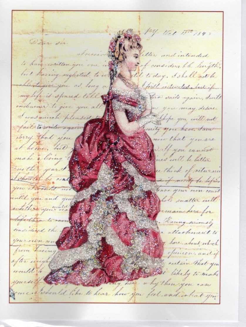 Pink Bustle Fashion Glitter Card