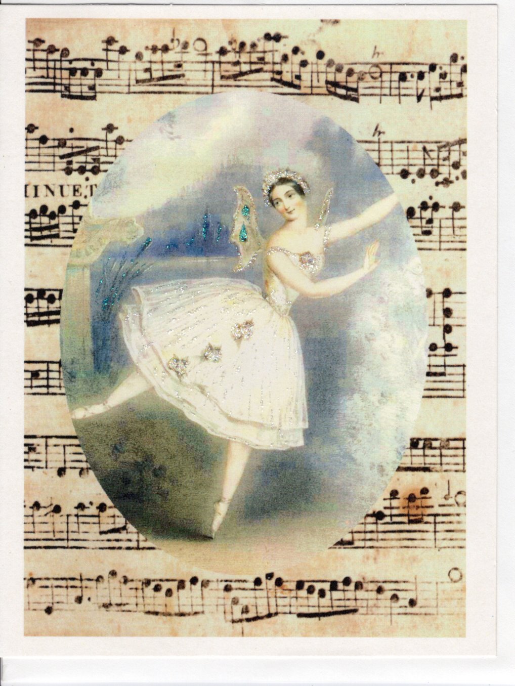 Victorian Ballerina Fairy Glitter Card