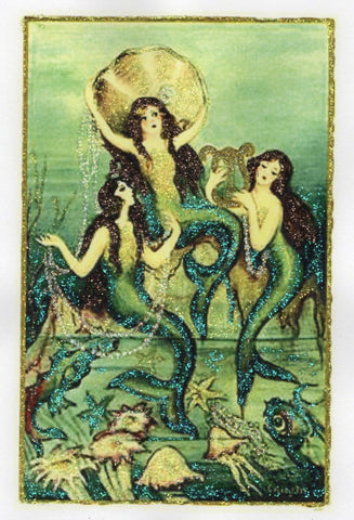 Under the Sea w/Pearl Mermaids Glitter Note Card