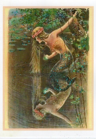 Mermaid's Reflection Pool Glitter Card