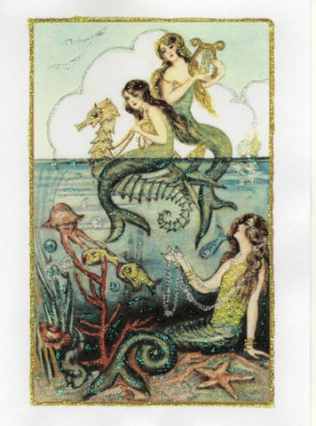 Above the Sea Mermaid Glitter Card~ 5x7