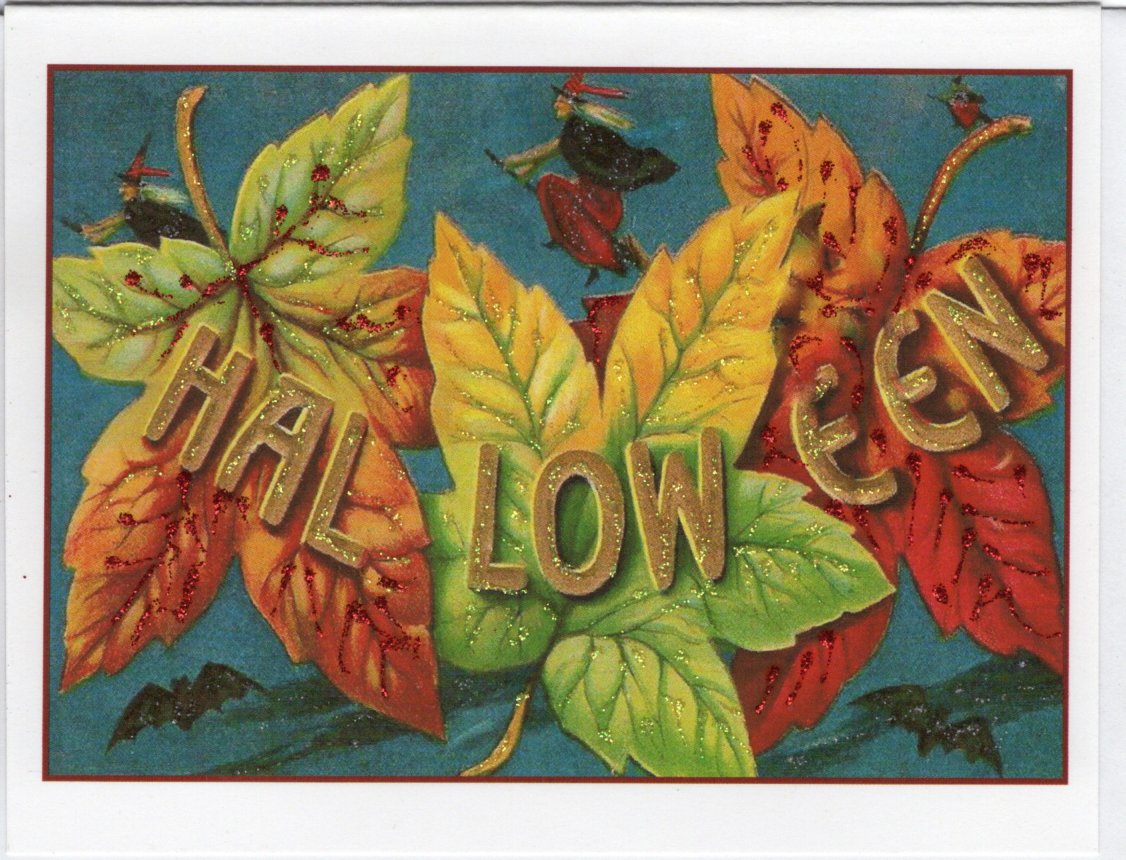 HALLOWEEN Fall Leaves Glitter Card