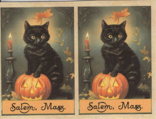 Black Cat by Candlelight Stickers ~ Pack of 4