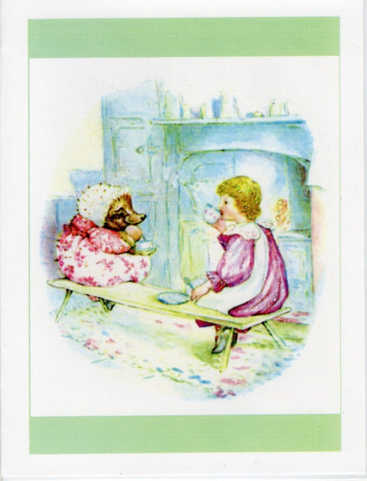 Mrs. Tiggy-Winkle Makes Tea Glitter Card