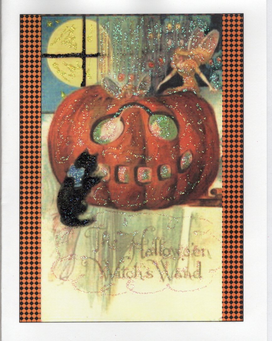 The Halloween Witch's Wand Glitter Card