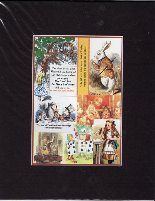 Alice in Wonderland Collage Matted Print : 5x7 in 8x10