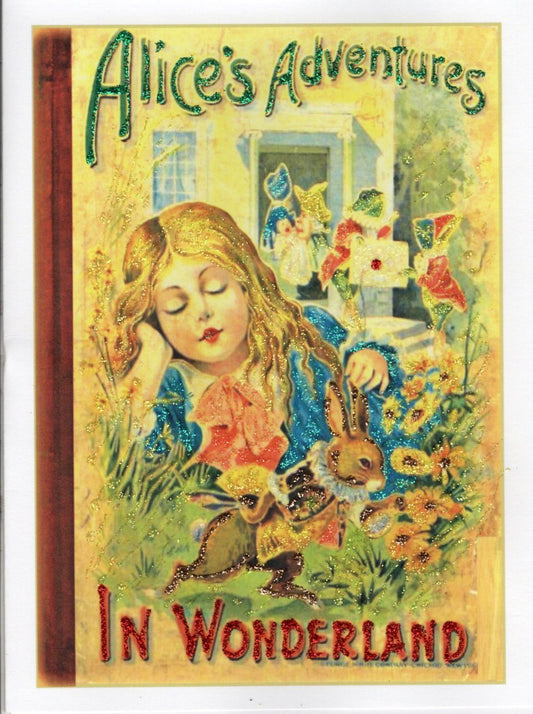 ALICE IN WONDERLAND Book Cover Glitter Card