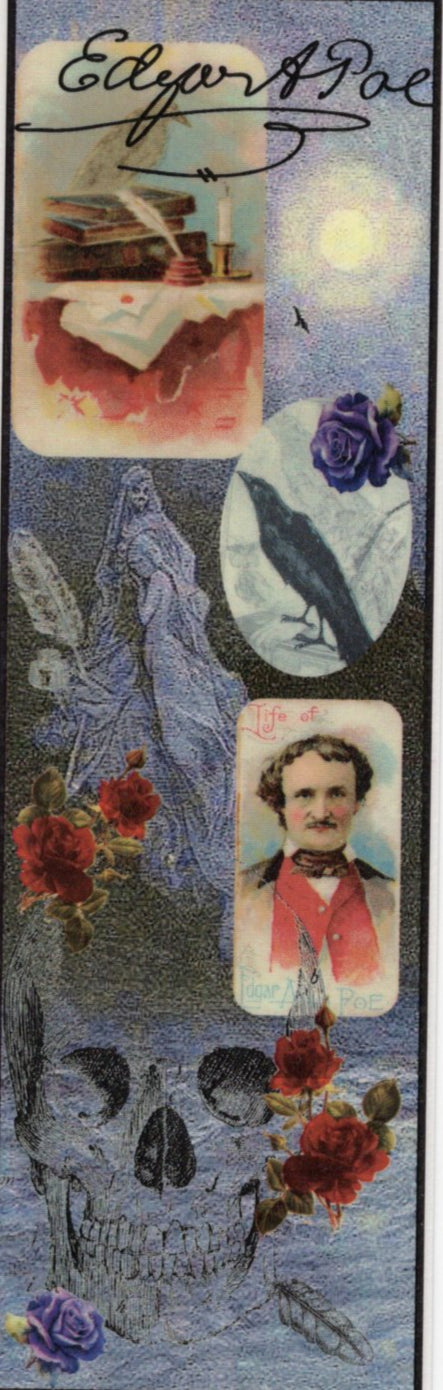 Edgar Allan Poe Among the Roses Collage Bookmark