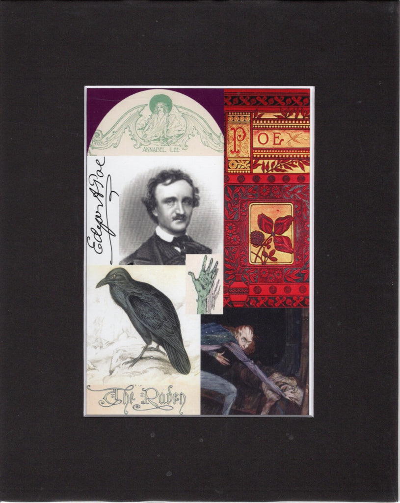 Edgar A. Poe Collage Matted Print 5x7 in 8x10