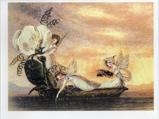 Flower Fairies on Rosebud Boat Glitter Card