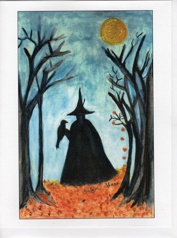 Bewitching Hour Watercolor Print Glitter Card